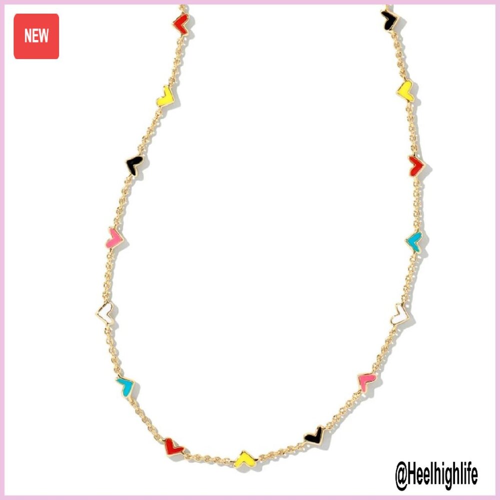 Gold Plated Heart Strand Necklace With Lobster Clasp 16 Chain